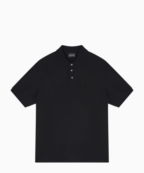 Jersey polo in jacquard cotton with logo lettering Essential