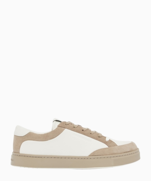 Leather sneakers with suede details