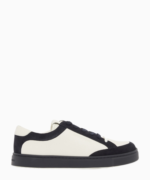Leather sneakers with suede details