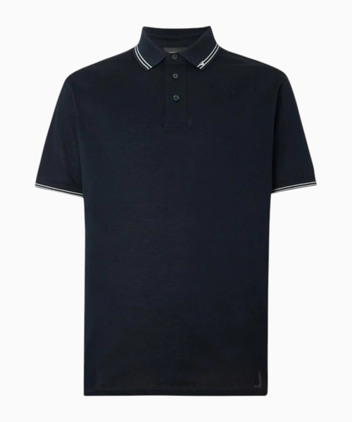 Contrast stripe cotton pique polo shirt