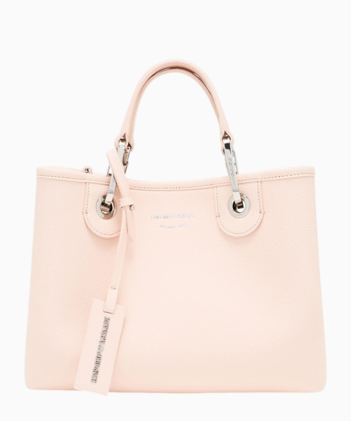 Shopping bag with pebbled finish and detachable strap