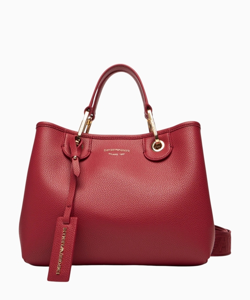 Shopping bag with pebbled finish and detachable strap