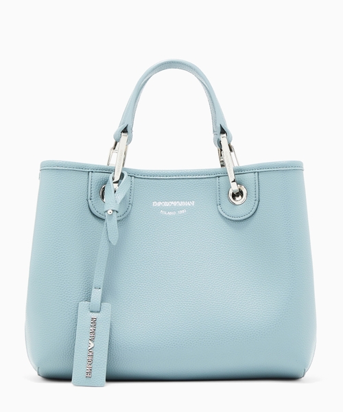Shopping bag with pebbled finish and detachable strap