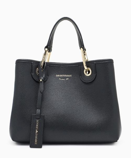 Shopping bag with pebbled finish and detachable strap
