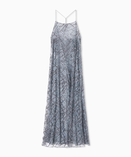Tulle dress with all-over micro sequins