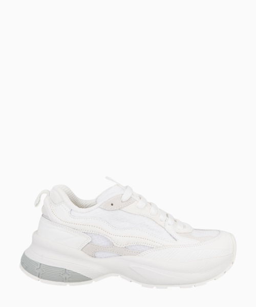 Leather sneakers with velvet details and a signature logo