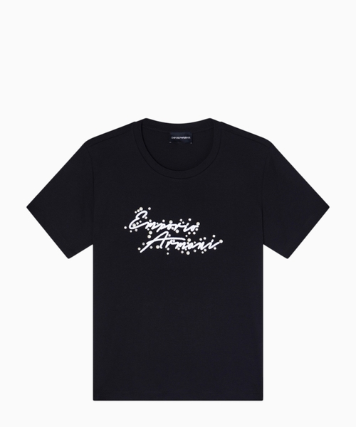 Loqo naxışlı cersi T-shirt
