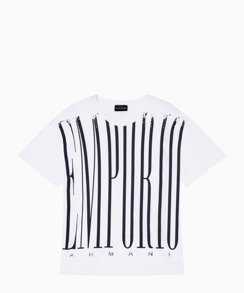 Футболка из джерси с крупным логотипом Emporio