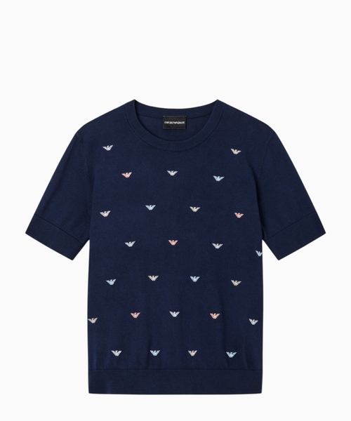 Jumper with all-over micro eagle embroidery