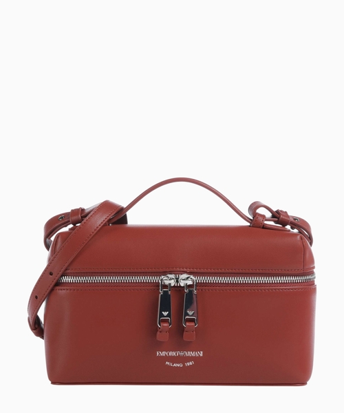 Nappa leather vanity case with shoulder strap