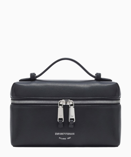 Nappa leather vanity case with shoulder strap