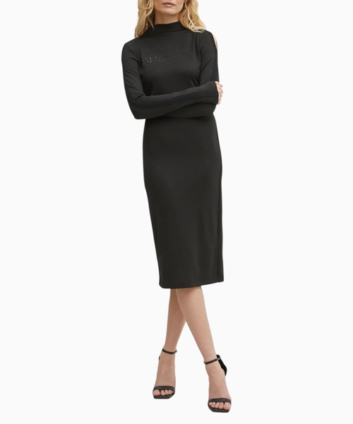 High-neck midi dress