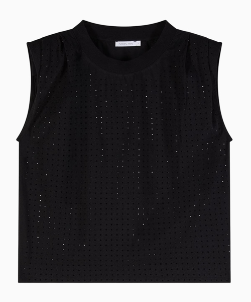 Cotton top with rhinestones