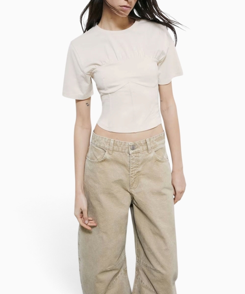 Cotton bustier T-shirt