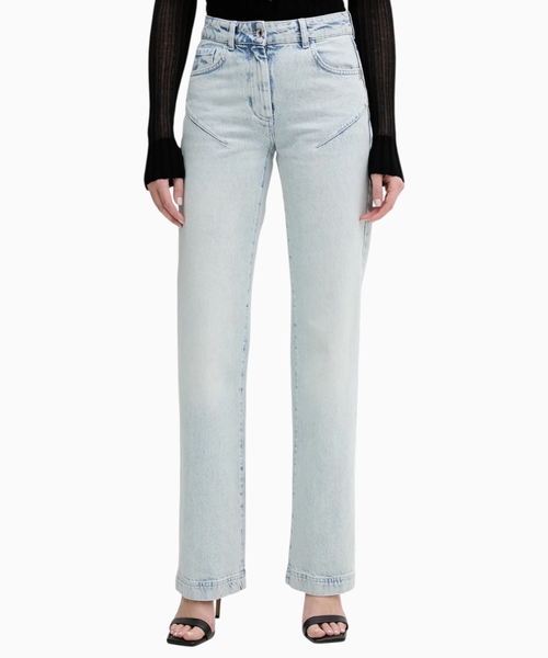 Düz biçimli denim şalvar