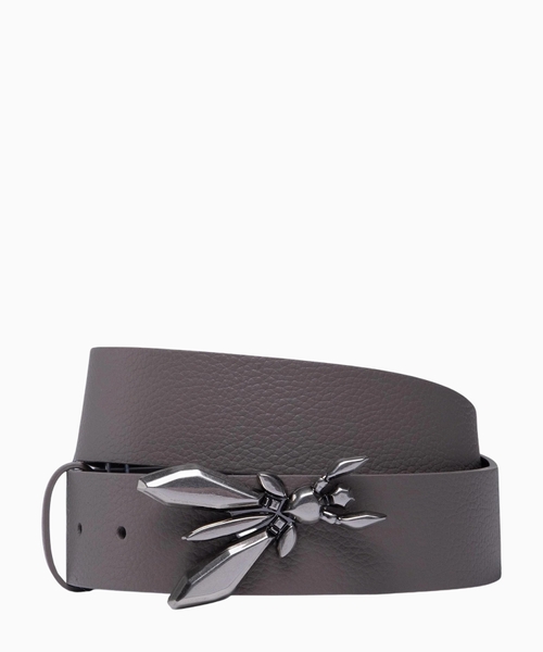 Logo-buckle leather belt
