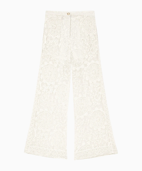 Guipure lace trousers