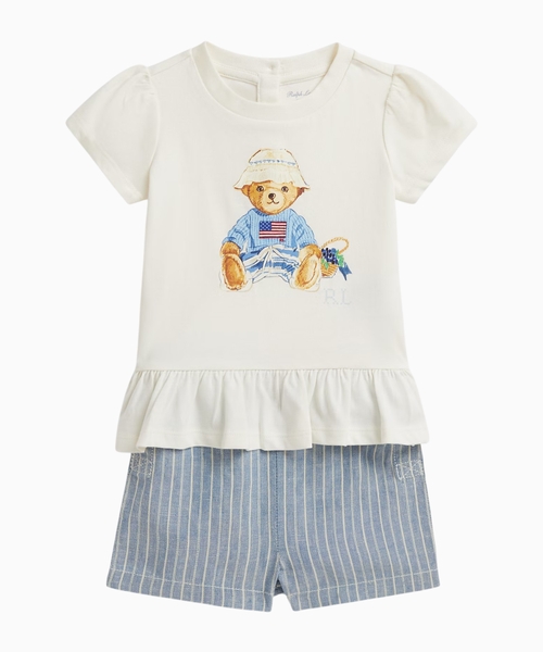 Комплект из футболки Polo Bear и льняно-хлопковых шорт