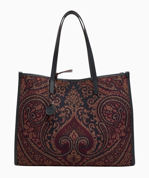 Lovetrotter jakkardlı buta naxışlı böyük dəri tote çanta