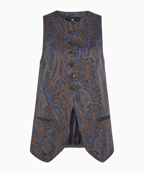 Paisley-jacquard woven vest