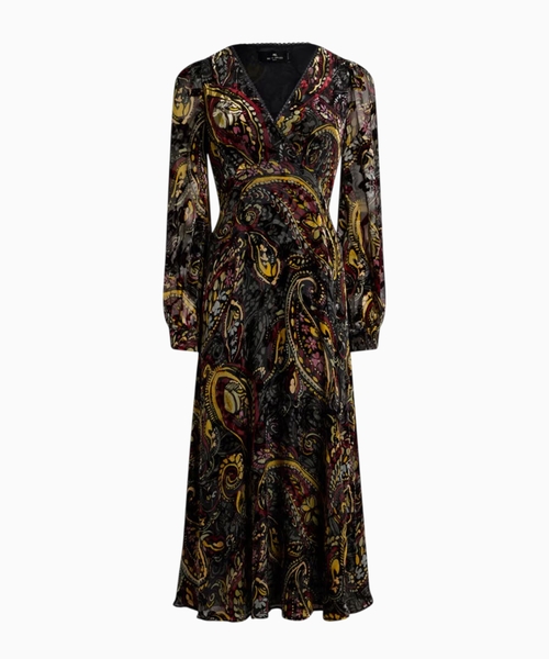 Midi dress with floral paisley motif
