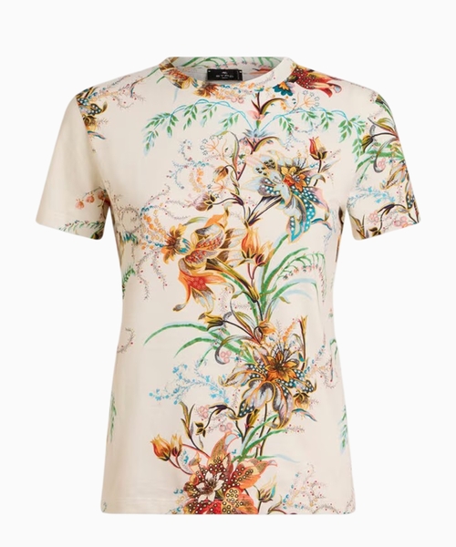Gül printli pambıq cersidən T-shirt