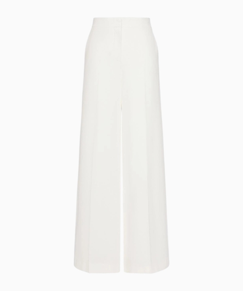 Piqué wide-leg trousers