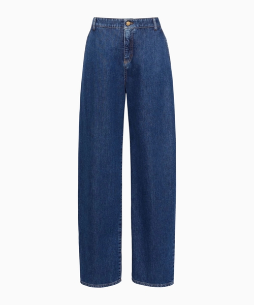 Barrel-leg denim trousers