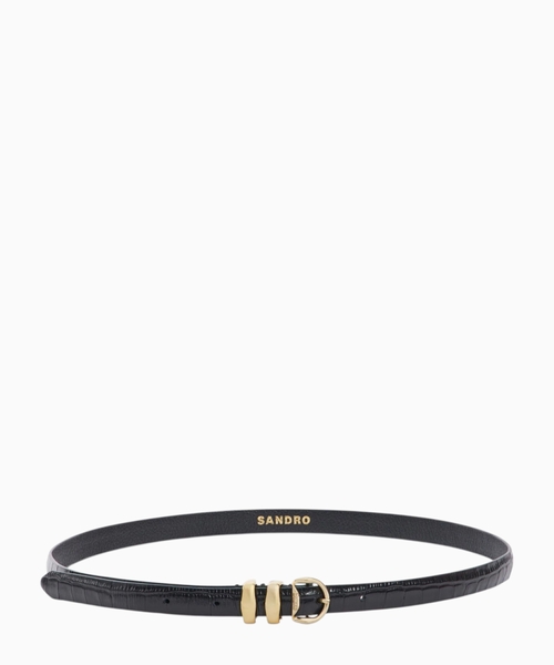 Croc-effect leather belt