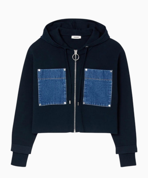 Adriane knit and denim hoodie