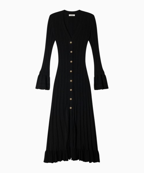Knit midi dress with ruffle