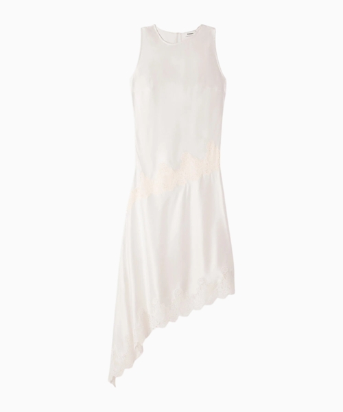 Asymmetric satin-effect dress
