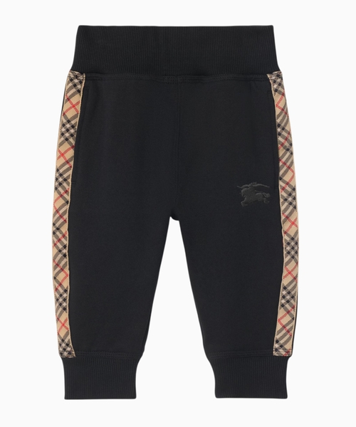 Check trim cotton jogging pants