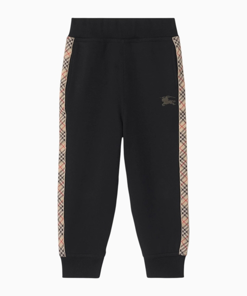 Check trim cotton jogging pants
