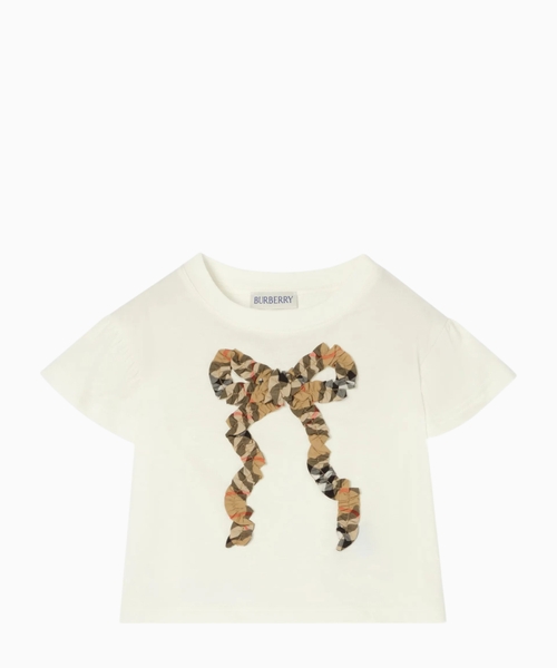 Check bow cotton T-shirt