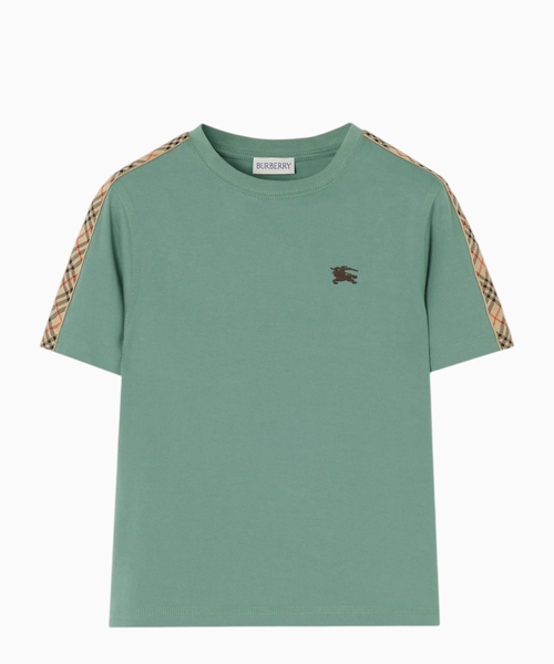 Check trim cotton T-shirt