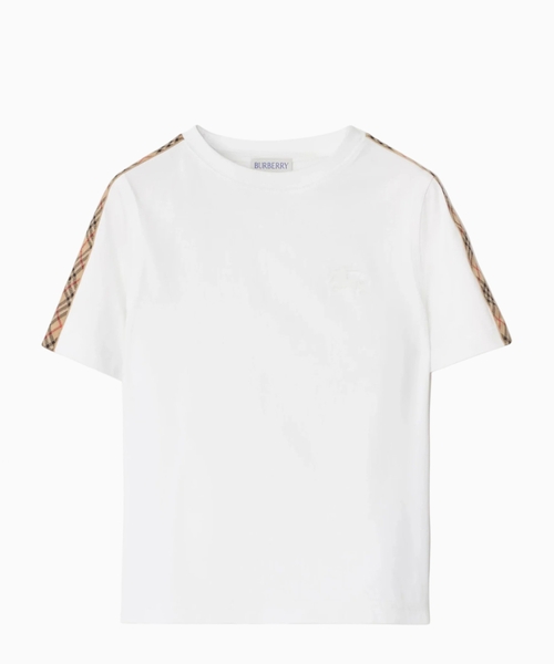Check trim cotton T-shirt