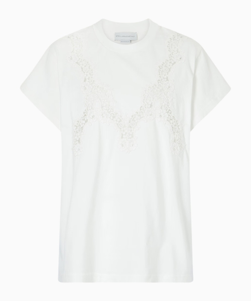 Lace trim cotton T-shirt