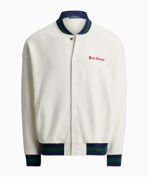 Relaxed fit fleece baseball jacket