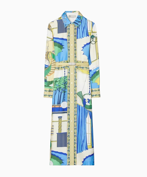 Printed silk shirtdress