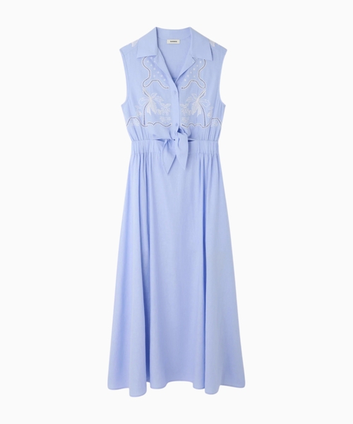 Embroidered linen maxi dress