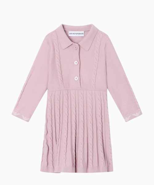 Cable knit viscose dress with front buttons