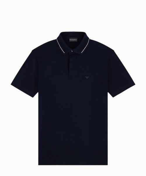 Piqué polo shirt with stripe detail