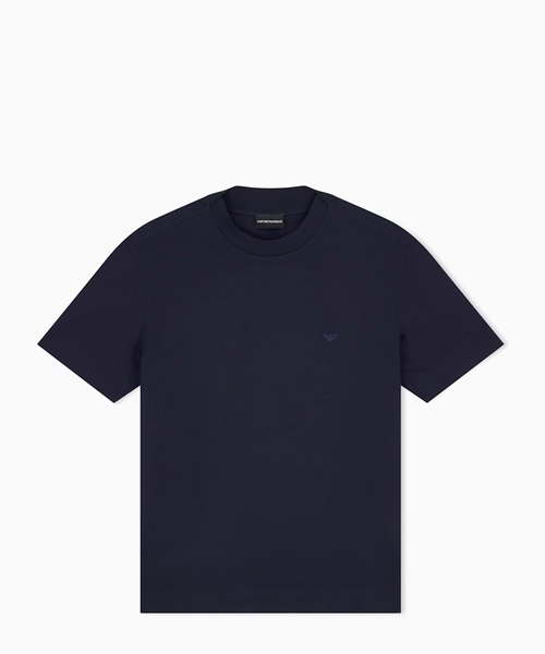 Jersey T-shirt with micro eagle embroidery