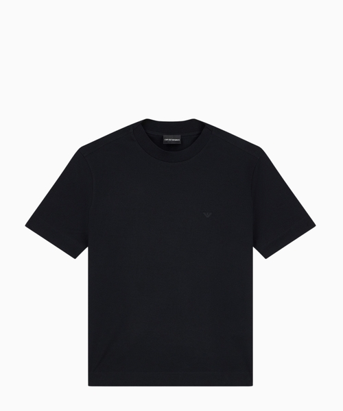 Jersey T-shirt with micro eagle embroidery