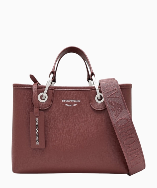 Shopping bag with pebbled finish and detachable strap