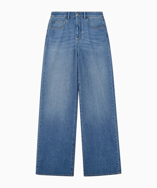Wide-leg jeans in vintage rigid cotton denim