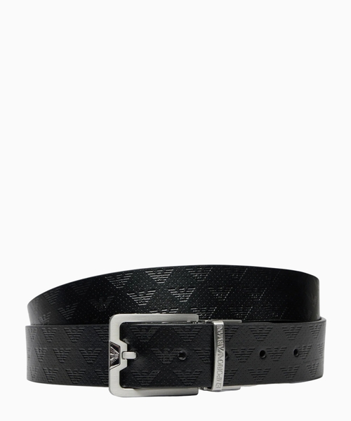 Leather belt with logo