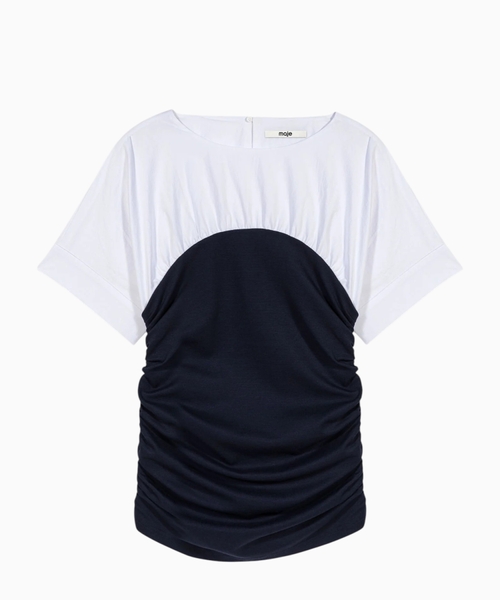 Pleated jersey top