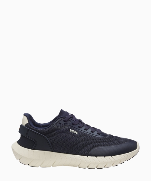 Running sneakers with leather trims